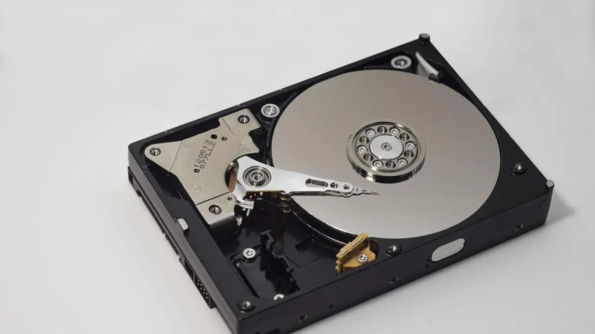 Close-up of a hard drive platter